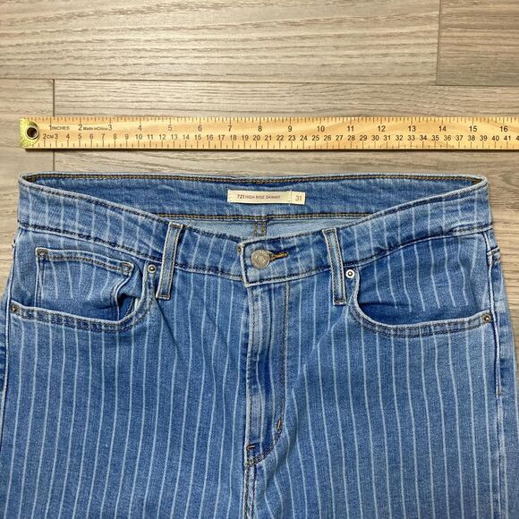 Levi's 721 High Rise Skinny Jeans Striped Size 31 - Picture 2 of 7